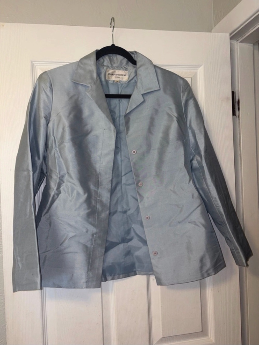 Evan Picone Light Blue Satin Blazer